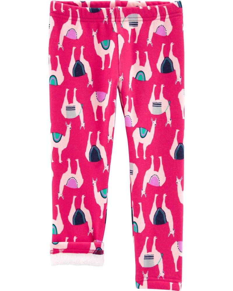Carter's Girls' Cozy Fleece Leggings (Pink/Llamas, 3 Months)