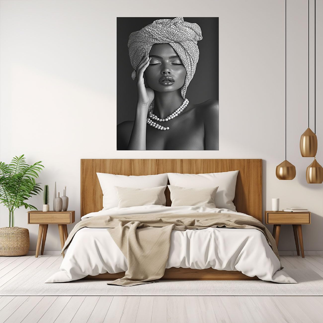 TODOAA Blanco Y Negro Abstracto Cuadros, Chica hermosa negra Decoracion Salon Modernos, Salón Comedor Oficina Pintura Lienzos decorativos Cuadros - 60x90cm Sin marco(Blanco)
