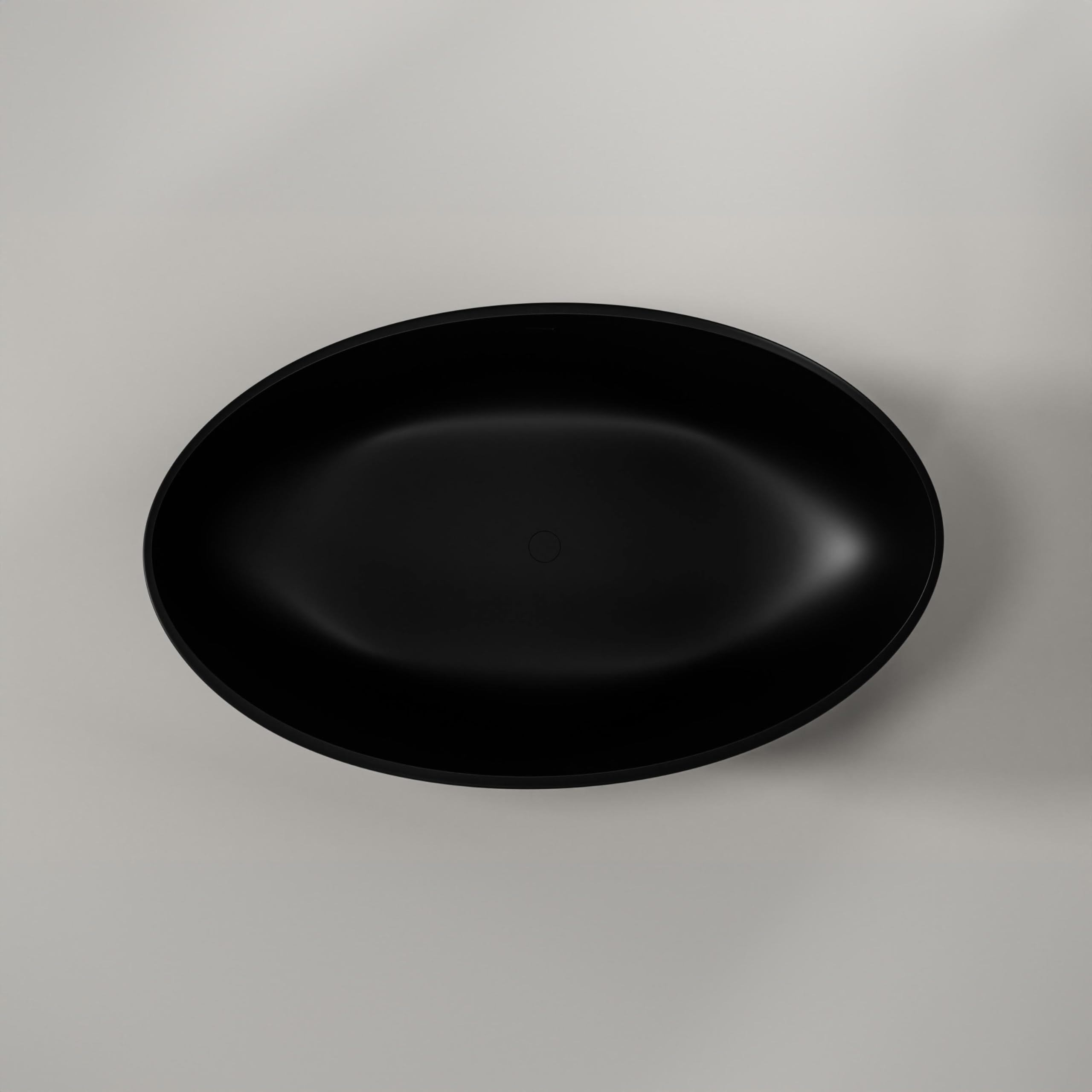 Vasca da bagno freestanding in Solid Stone, 'WAVE' nero opaco 180x110cm