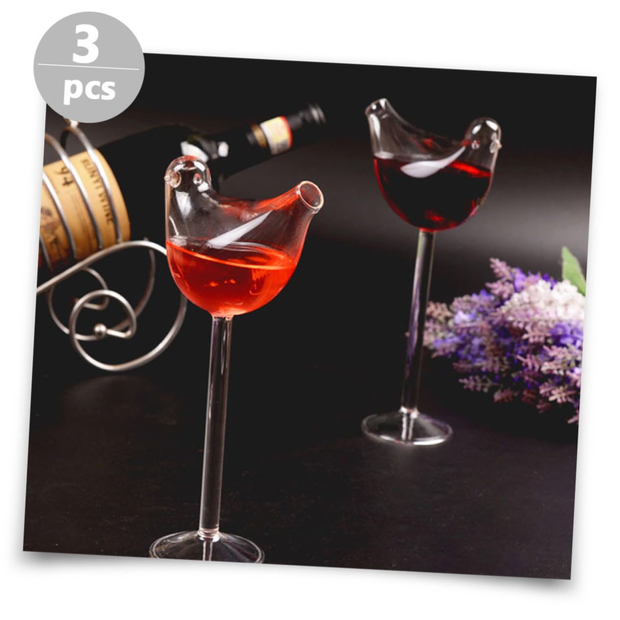 Cabilock 3 Piezas Copa de pájaro decoración de la mesa del comedor vasos altos anteojos vasos de whisky copas de aves vidrio pájaro creativo champán taza de café taza de agua