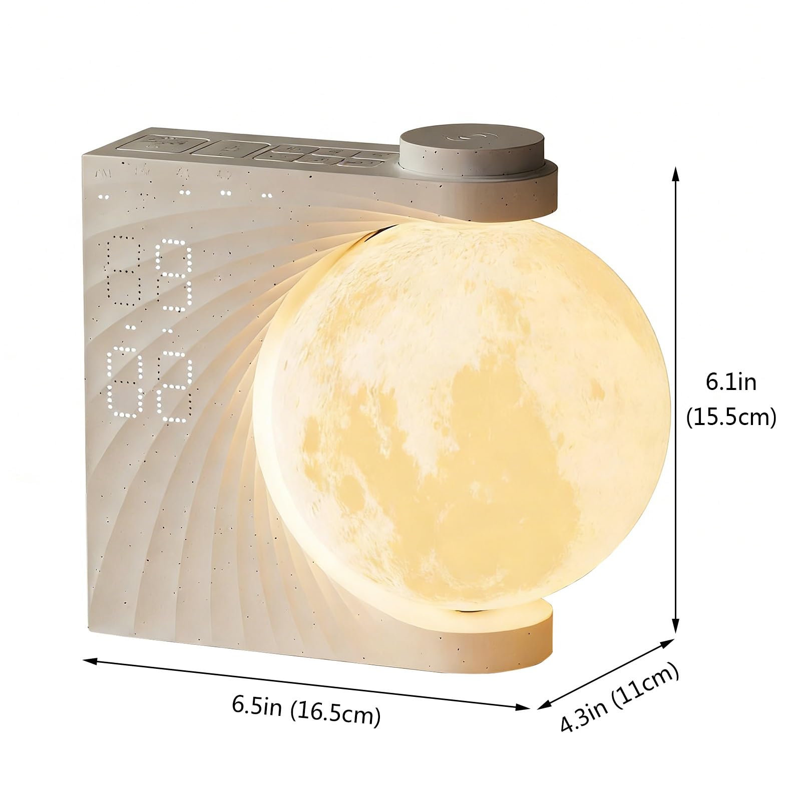 Réveil MoonRise Sunrise avec Lumière De Réveil et Lampe Lunaire RGB, Double Alarme, Fonction Snooze, Veilleuse pour Enfants et Adultes, Décoration De Chambre à Coucher