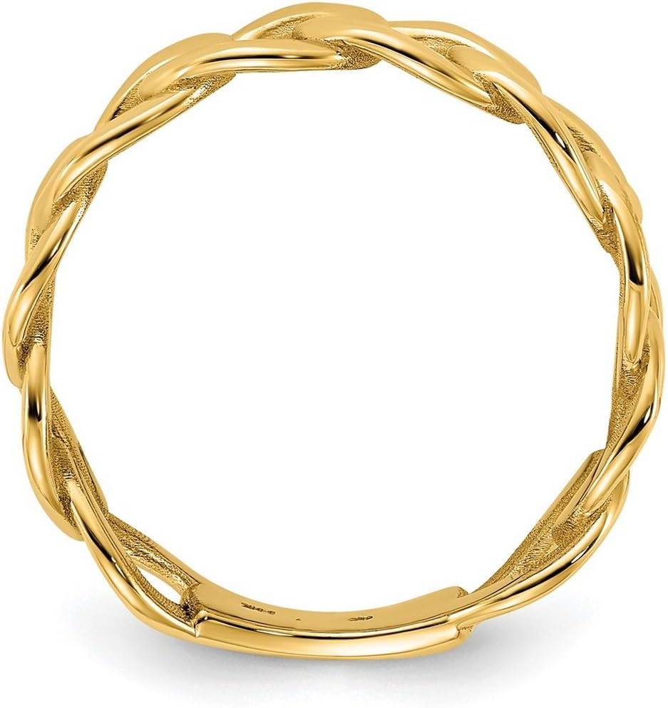 JewelryWeb 10k Yellow Gold Polished 8mm Mens Curb Link Ring Size 10 Ring for Men - Image 3