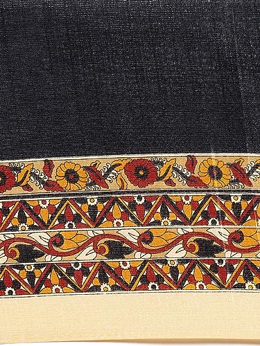 Image of RANI SAAHIBA Women's Art Silk Kalamkari Saree With Blouse Piece