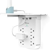 Mifaso Wall Outlet Extender Surge Protector: 6 AC Outlets, USB C/A Ports, Detachable Shelf for Home Dorm Charging Station