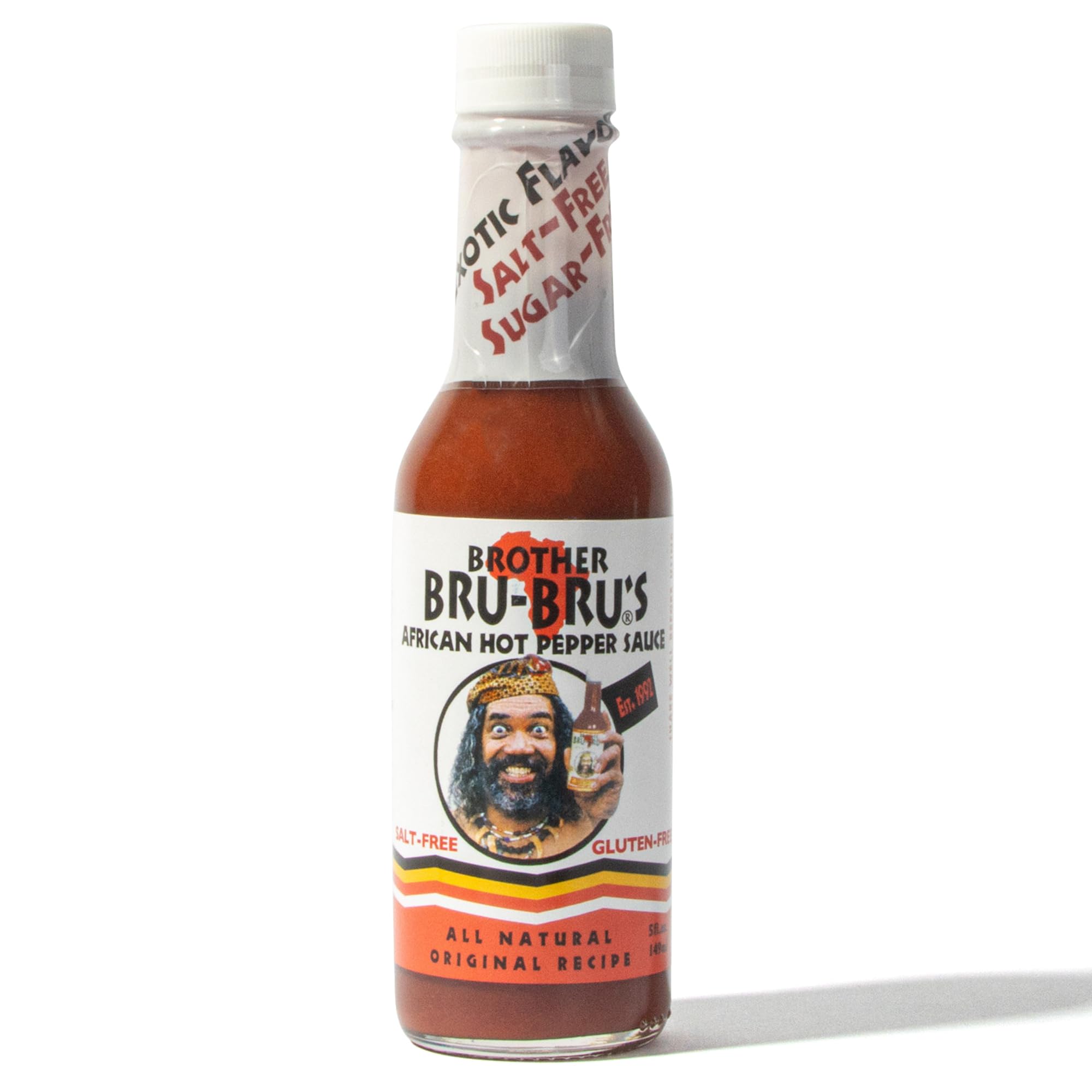 Brother Bru-Bru’s Hot Sauce – No Sodium, Salt Free, Sugar Free, Gluten Free, Vegan – African Hot Pepper Habanero Sauce, Seasoning & Spice – 5 oz (Pack of 1)