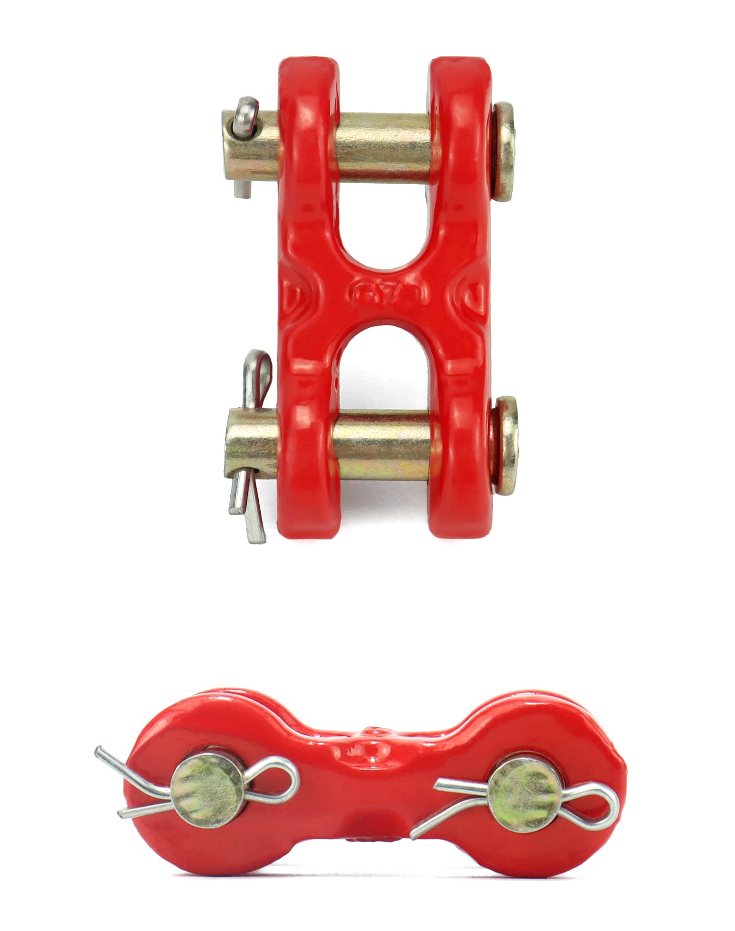 QWORK 5/16 Inche Twin Clevis Safety Chain Repair Links, 4 Pack Trailer Tie Down Links, Industrial Grade Heavy Duty Material - 3900 LBS. Capacity
