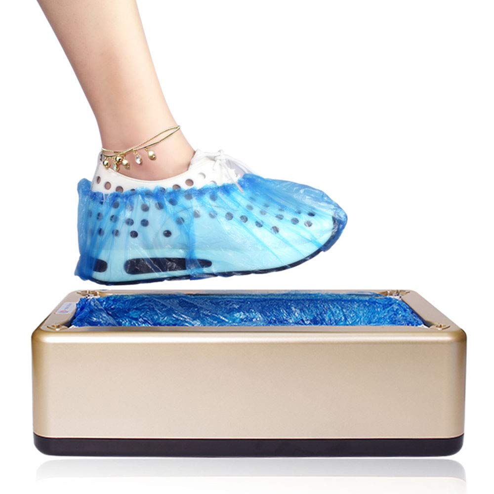 QFFL Automatischer Shoe Cover Dispenser mit 100 Gratis-Minen, Best Booties Dispenser, Schuhpflegemarkt, 3 Farben Reinigungsbürste (Farbe : Purple)