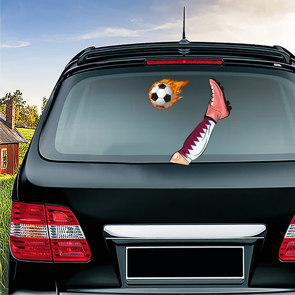 Football Lover Rear Wiper Stickers, Nouiroy Funny Football Game World Soccer Team Waving Wiper Decals Support 3D Funny Vehicle Tags Vinyl Stickers Decor SUV Rear Wiper Blade