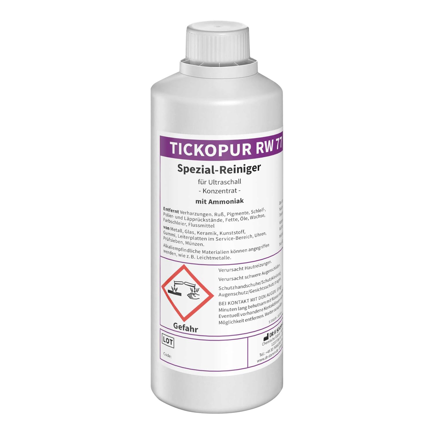 Nettoyeur à ultrasons Bandelin® TICKOPUR RW 77 avec ammoniaque, concentré 1 litre