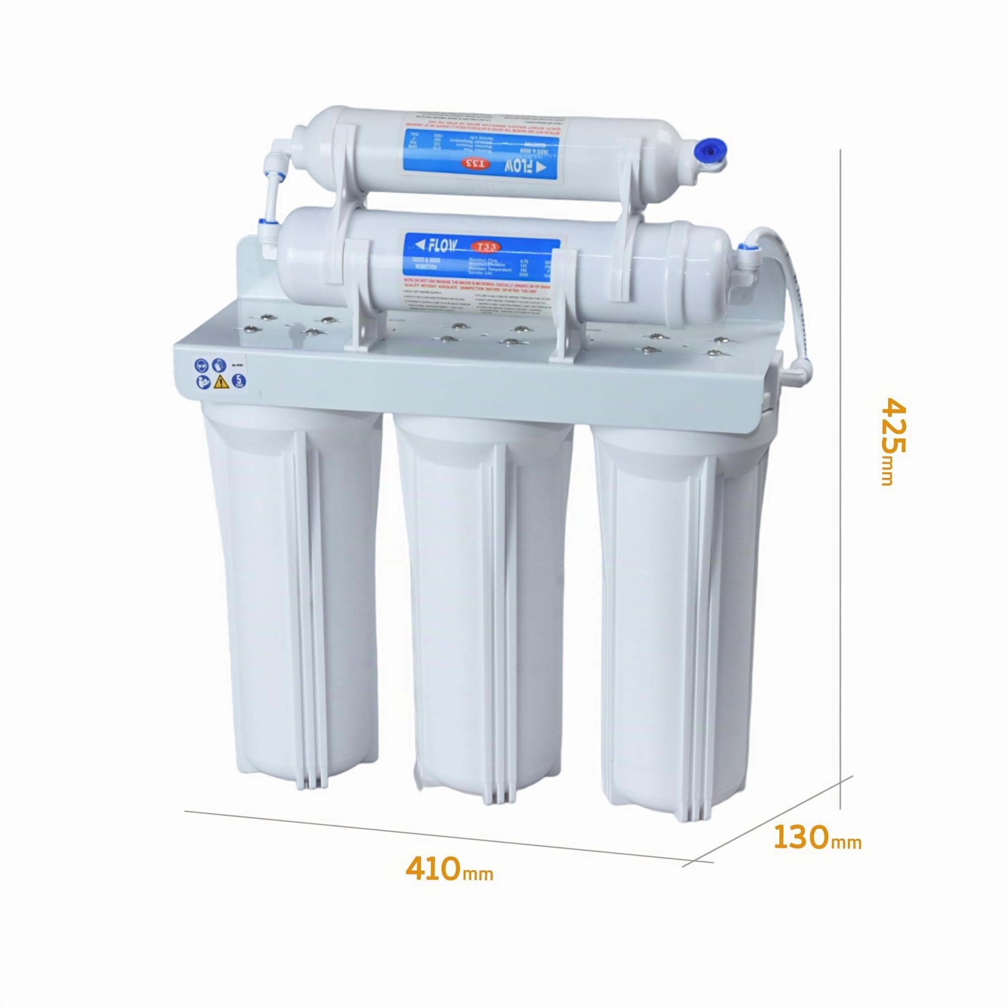 Purificateur d'eau 5 étages filtre sous évier, système avec robinet et accessoires, montage charbon actif kit cartouches de rechange 5 éléments filtrants inclus