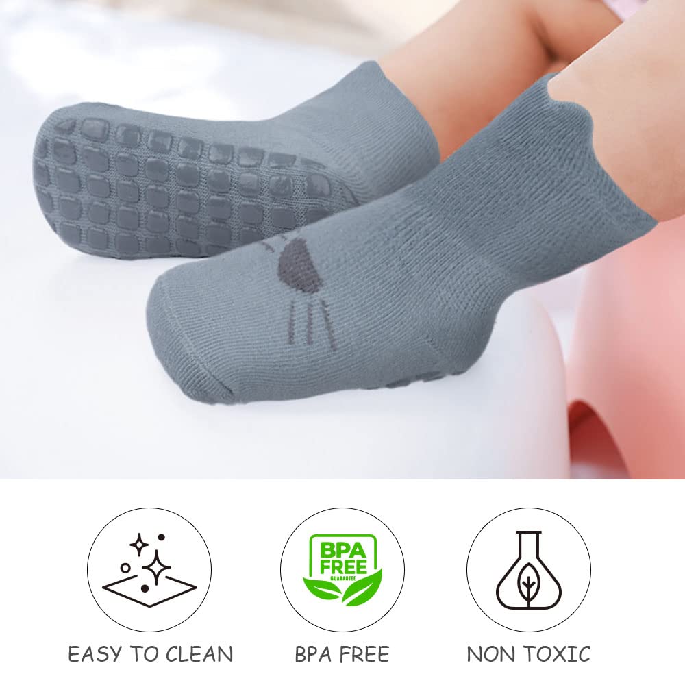 Vicloon Calcetines de Algodón Antideslizantes para Bebés, 5 Pares, Deportivos de 0 a 12 Meses — view 7
