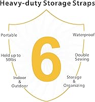 Vista 5 de LuBanSir Correas de almacenamiento de cable de extensión, 28 pulgadas (paquete de 2) correas de gancho y bucle resistentes con asa de transporte