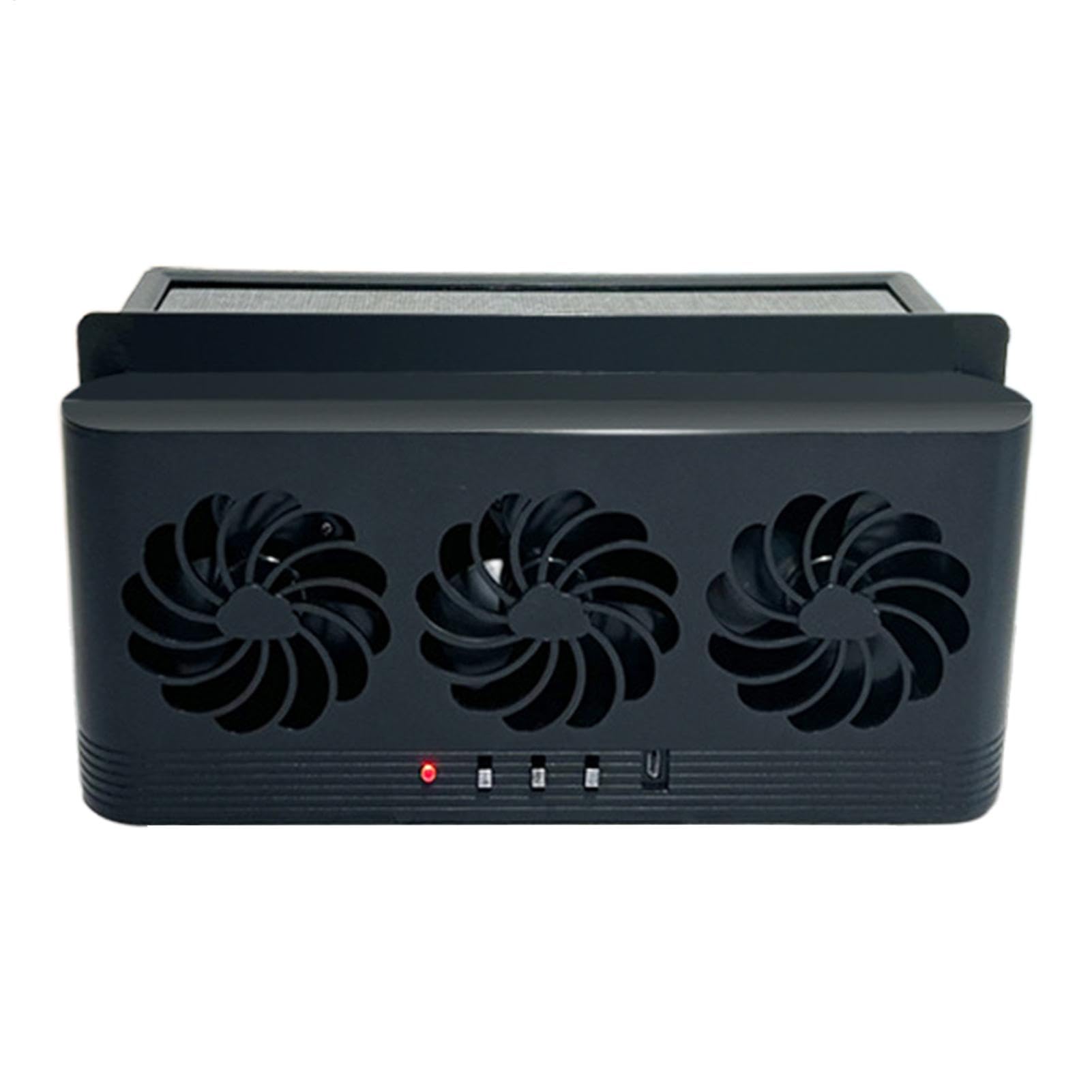 Air Circulation, Car Window Fan, Auto Solar Three-Head Cooling, Tool With Solar-Powered Ventilation, Portable Air Cooler For Rv, Small Suv, Truck, And Sedan, 23x11.3x5cm