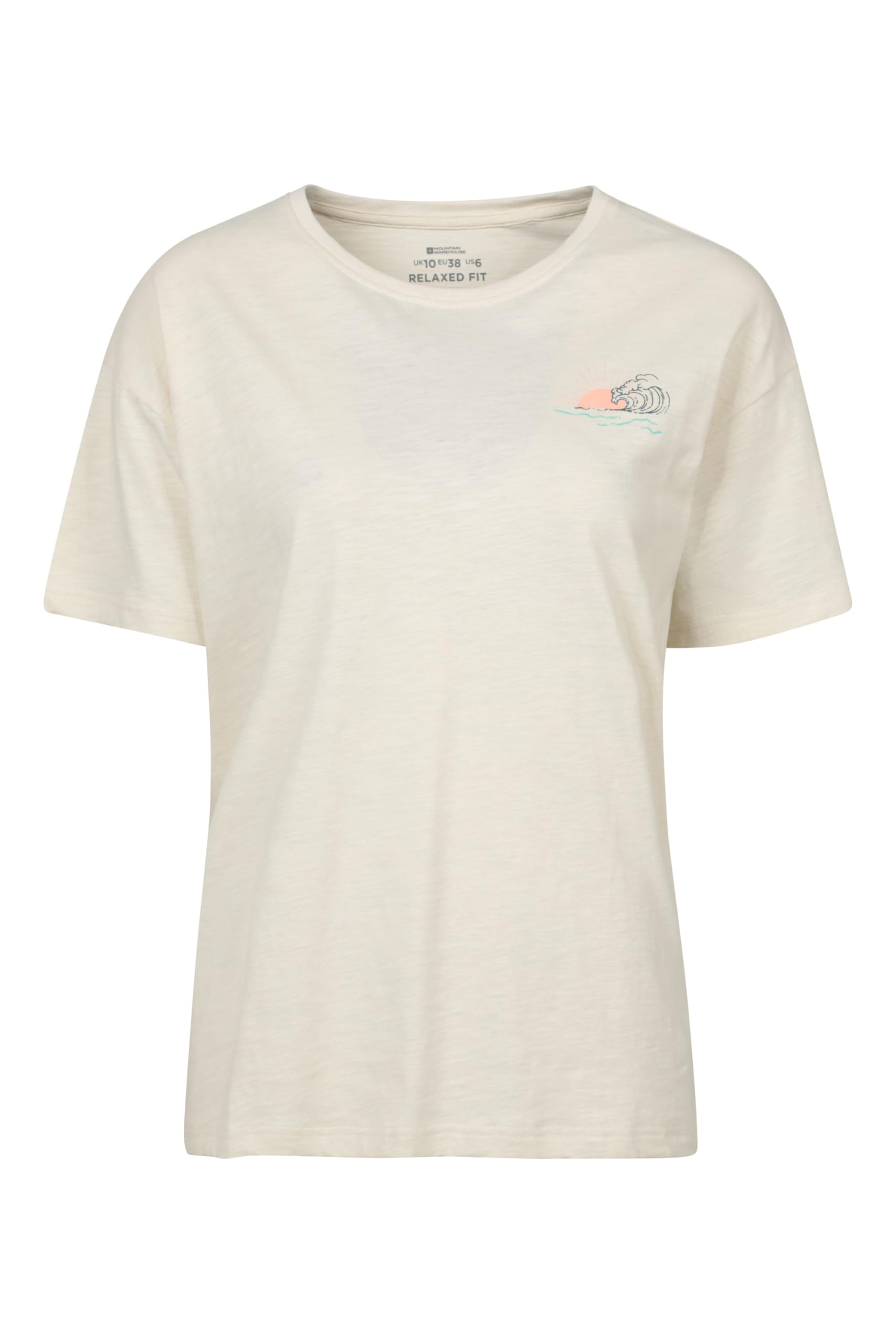Mountain Warehouse Printed Womens Sea Circle Relaxed Fit T-Shirt Beige 14