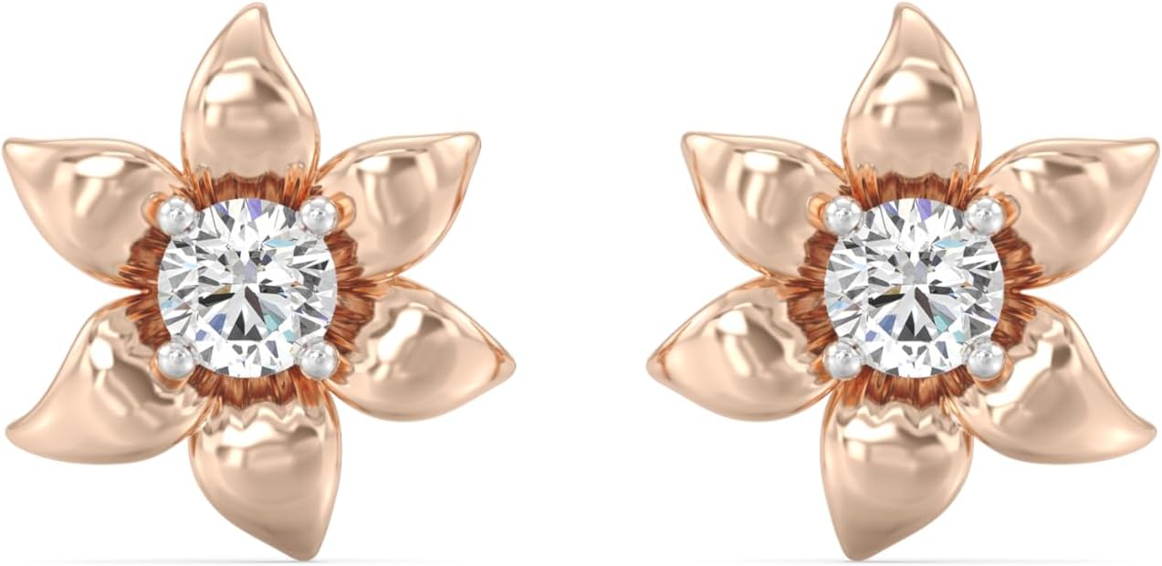 Jewelili Enchanted Disney Fine Jewelry 14K Rose Gold over Sterling Silver with 1/2 CT.TW. Lab Grown Diamond Rapunzel Earrings