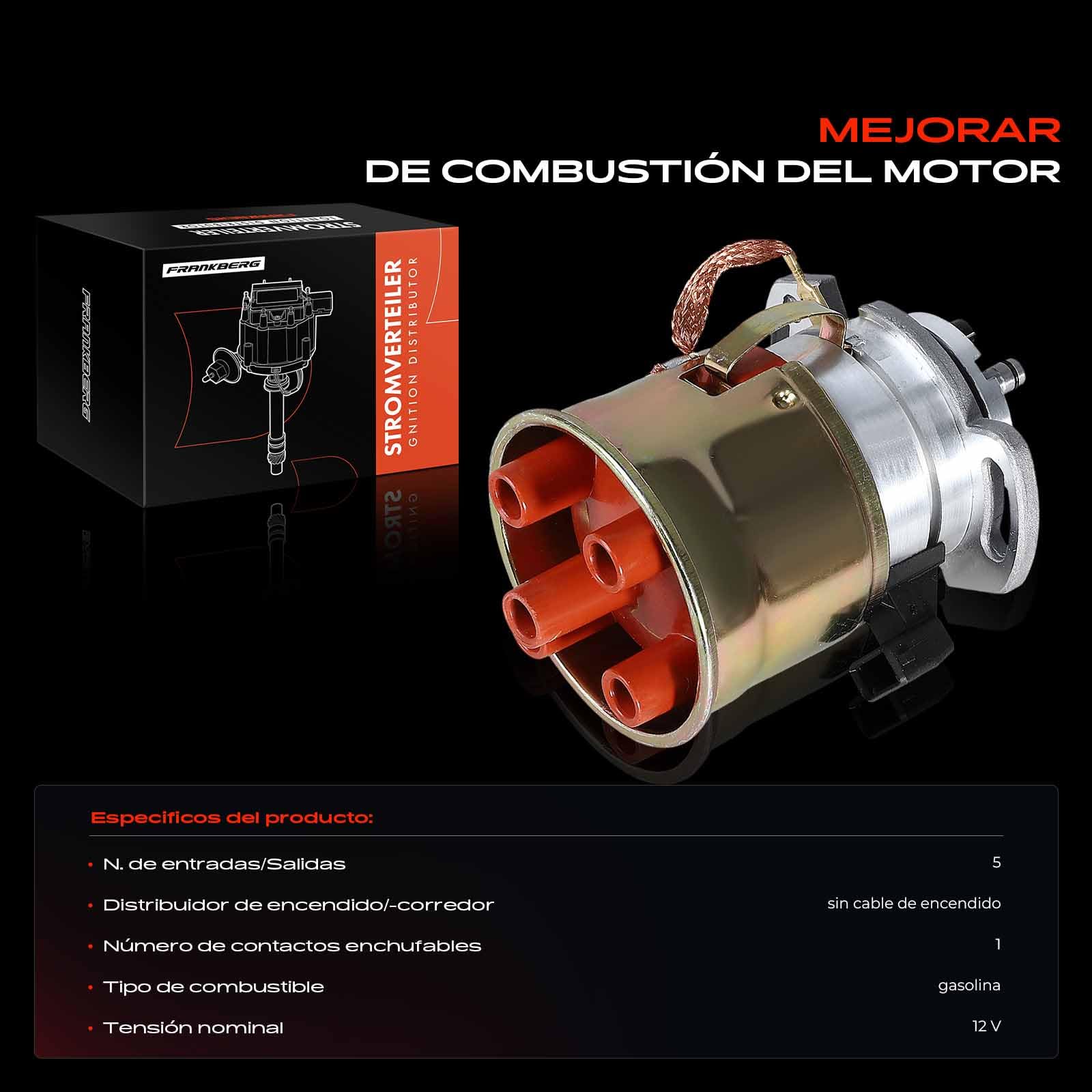 Frankberg Distribuidor de encendido Gasolina Compatible con L.u.p.o 6E1 6X1 1.0L Arosa 6H1 1.0L Polo Variante 6V5 1.4L Golf III 1H1 1.4L Arosa 6H1 1.4L Replace# 0237521061