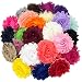 JLIKA (50 pieces) Shabby Flowers - Chiffon Fabric Roses - 2.5" - Solids Color Mix - Single Flowers Grab Bag