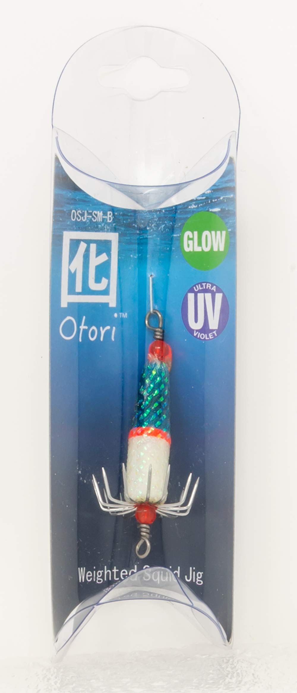 Beau Mac OSJ-SM-B Squid Jig Skinny Med Blue/Glow 7/8" Hk