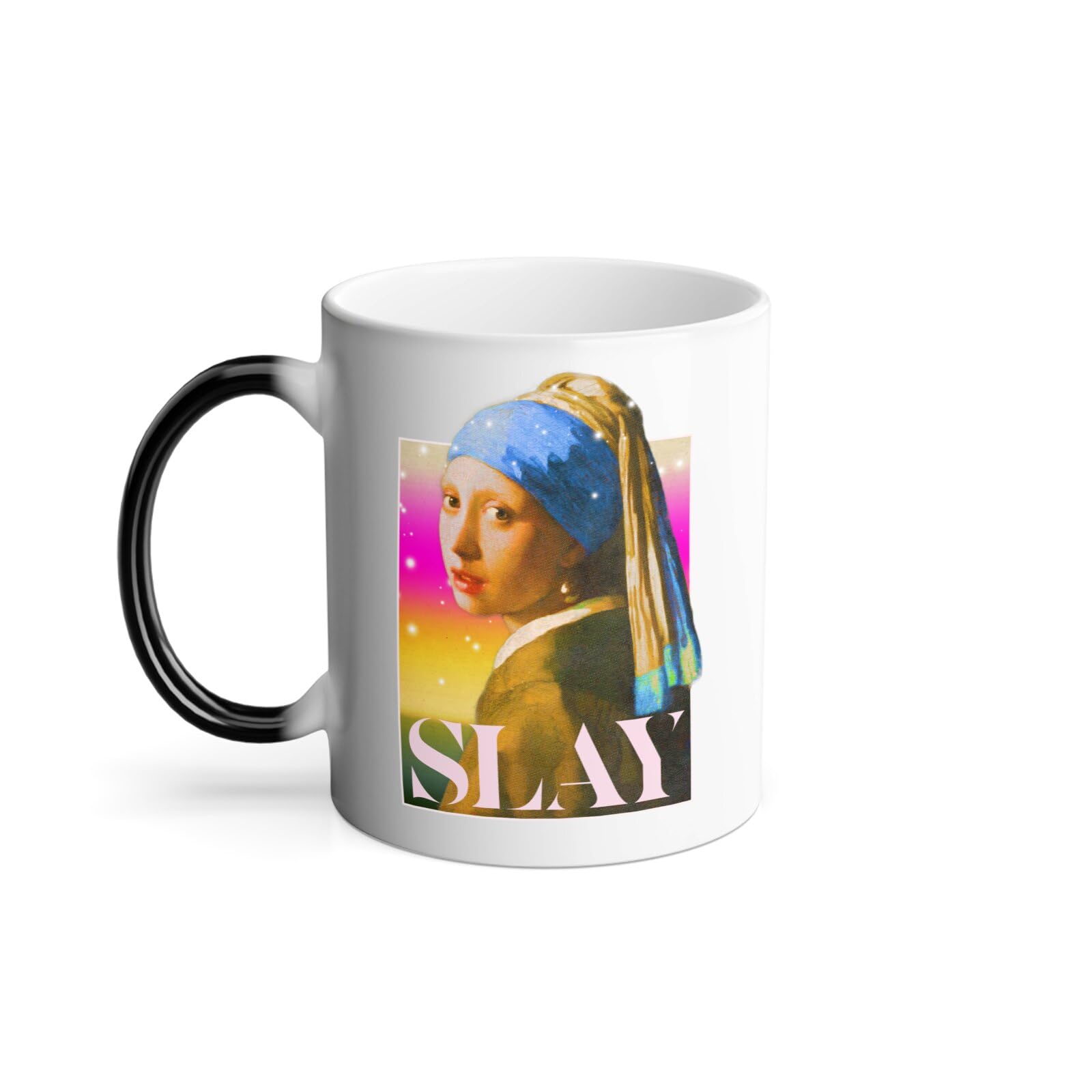 Thermo-Reactive Mug Magic Mug - Vermeer Slay Collage Vintage Illustration Art Humour Parody Meme Painting Zoomer Millennials - 11oz
