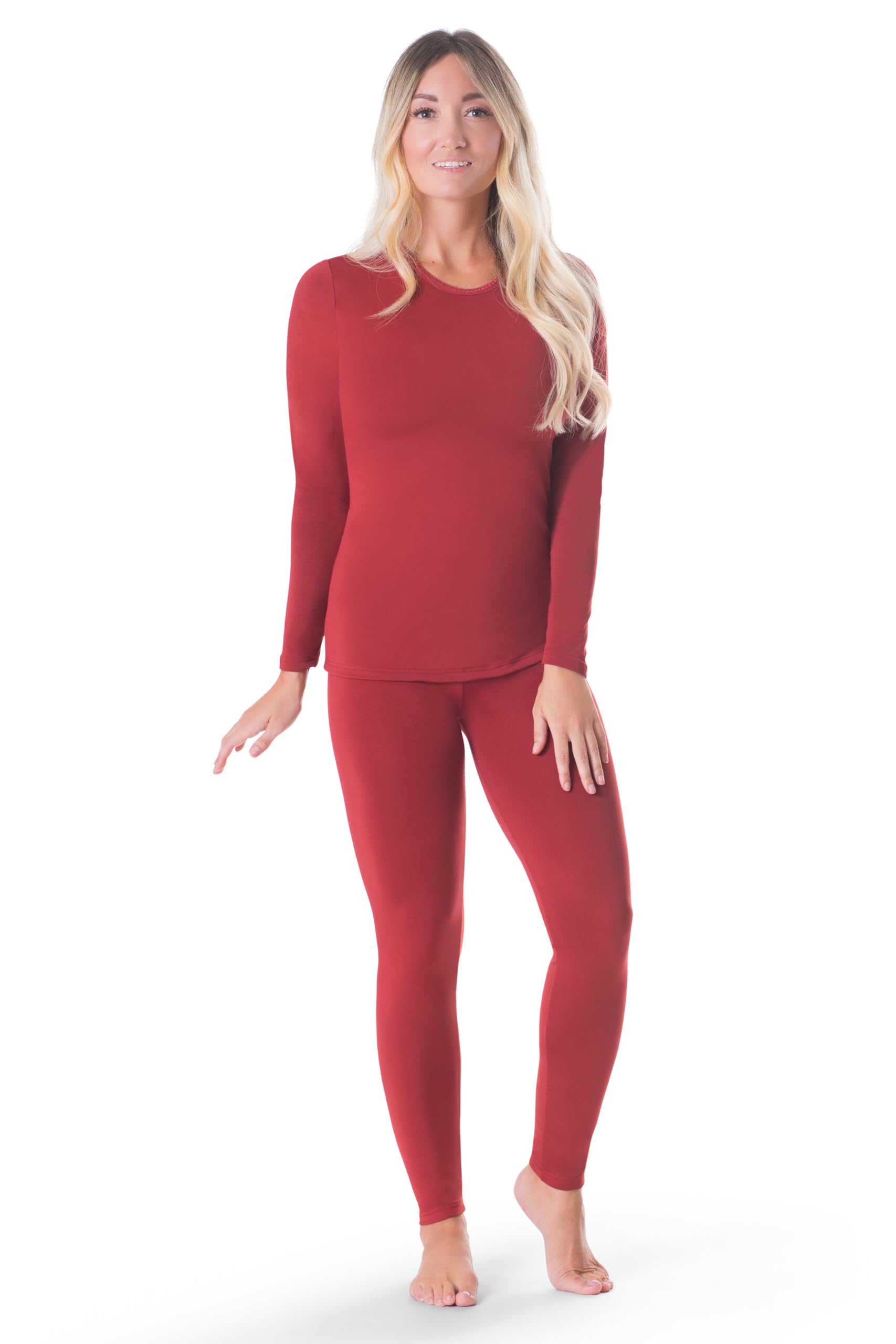 Rocky Thermal Underwear Women Long Johns Womens Thermals Top Bottom Set Fleece Lined Under Wear Clothes Base Layer Thermals, Rust, XS