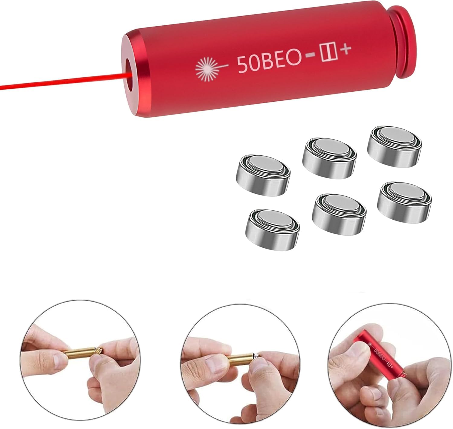 GOTICAL | 50 BEO Aluminum Red Laser 50 Beowulf BORESIGHT Bore Sight Boresighter, .50 Beo Laser Cartridge Boresighter Bore Sight Red Durable