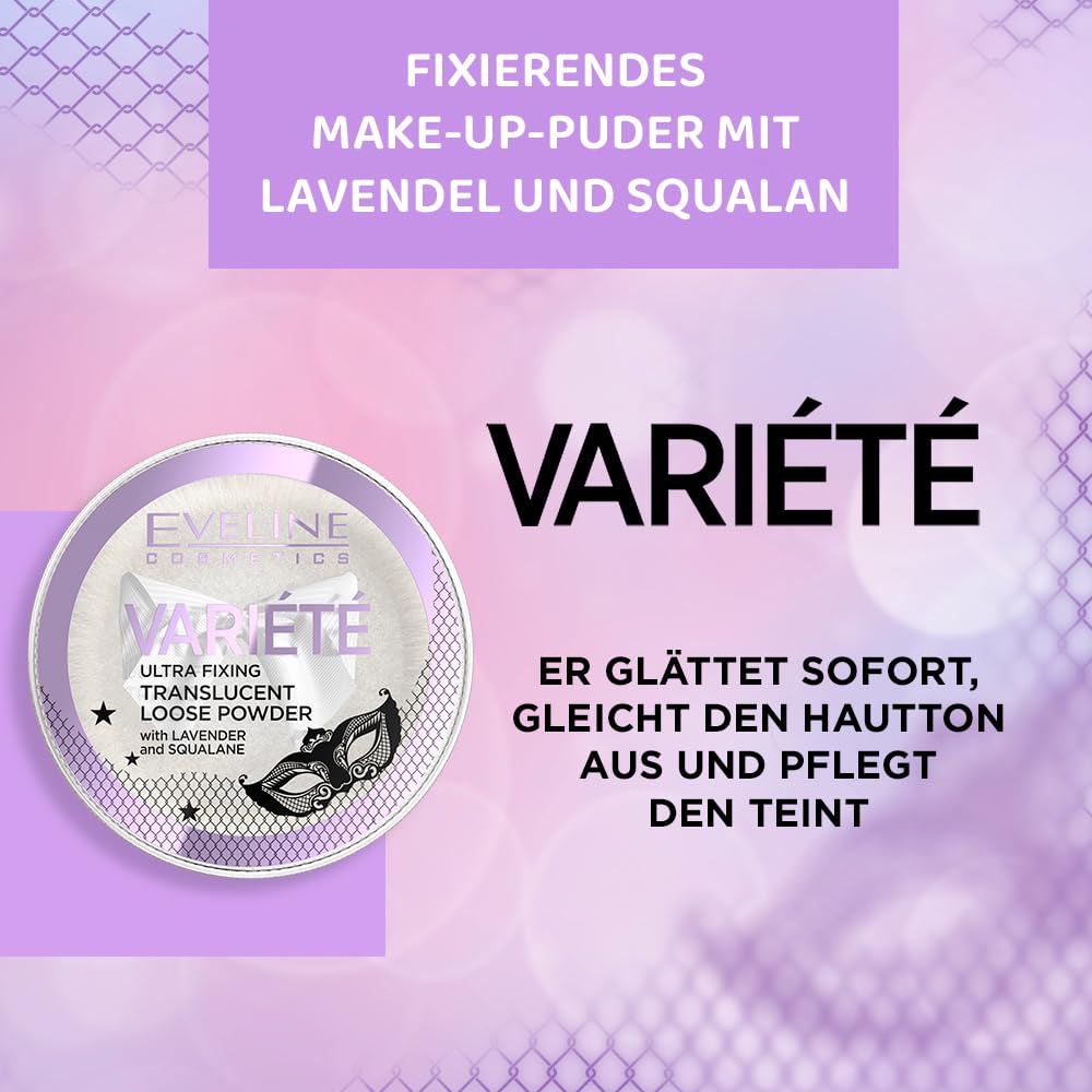 Eveline Cosmetics sypki puder transparentny Variete matujący z lawendą i skwalanem