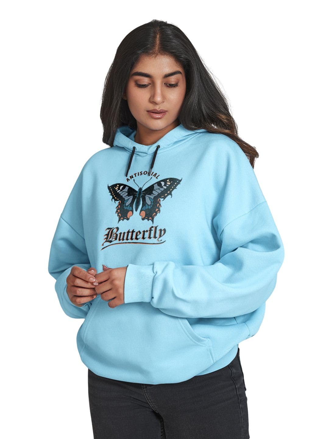 fflirtygo Womens Fleece Sweatshirt Hoodie Turquoise Color What Goes Around Comes Around Printed-picture-10