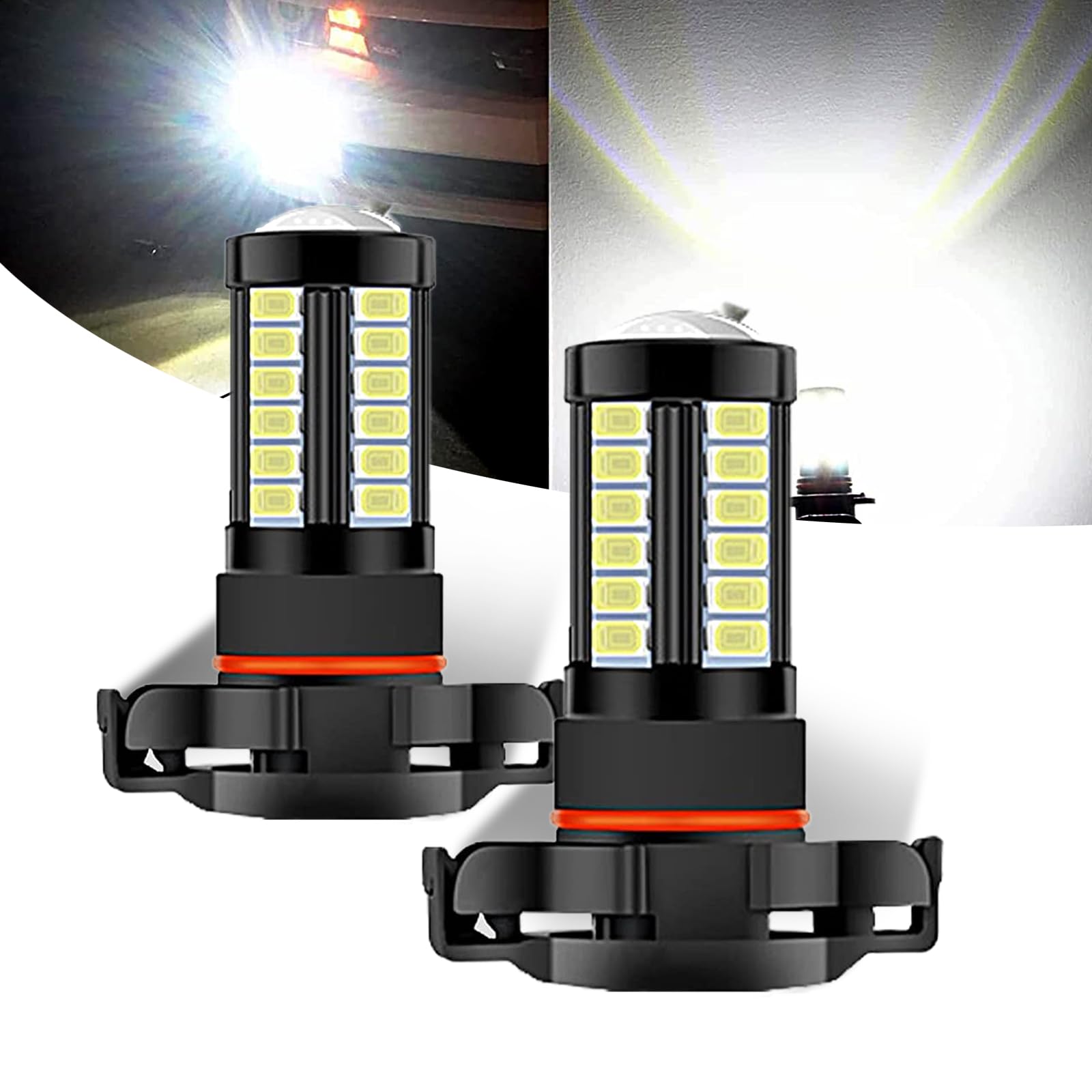 ZKFAR 2 PCS H16 LED Fog Light Bulbs, 12V Plug and Play 1500 Lumen Power LED Bulbs, 6500K White Bright Anti-fog Lights, Universal for Car, Truck, SUV Vans LED Light Replacement (Black)