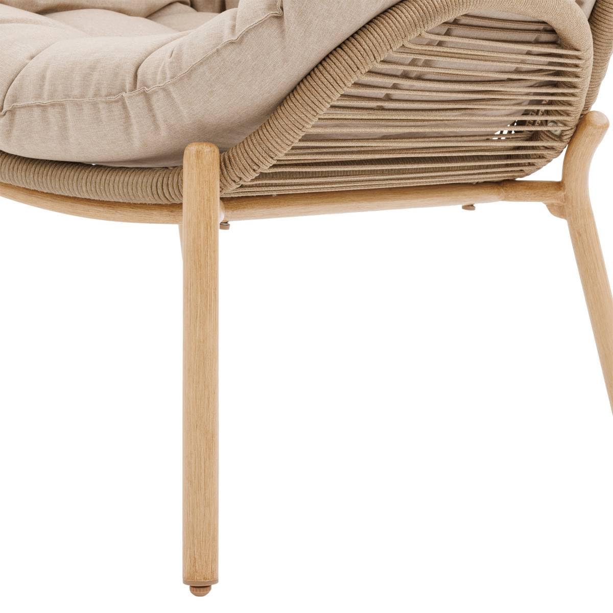 Hespéride – Meloane Beige Gartenliegestuhl – Rostfreier Epoxidstahl & gewebtes Kunstharz in Tweed-Optik – Wasserabweisende Kissen – Outdoor-Stuhl für Terrasse, Balkon und Patio
