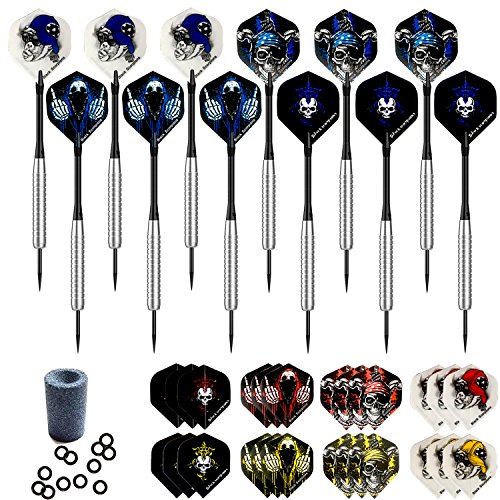 Gallop Chic Steel Tip Darts Set 22 Grams Professional - 12 Pcs Steel Tipped Darts for Dartboard, Aluminum Shafts, Standard Flights, 20 Grams Nickel Silver Metal Barrels and Pro Dart Sharpener