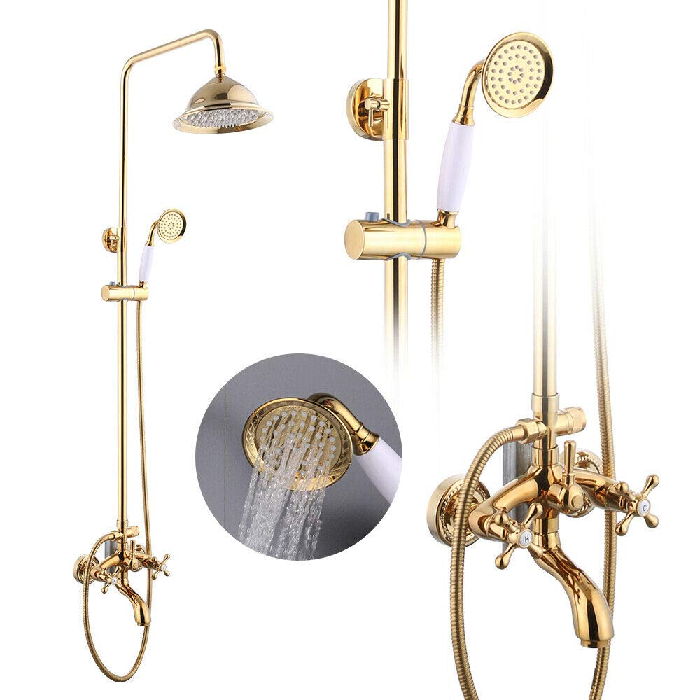 Opbouw Regendouche Set Boss & Wessing Gold Ronde Hoofddouche 30 cm Mat Goud