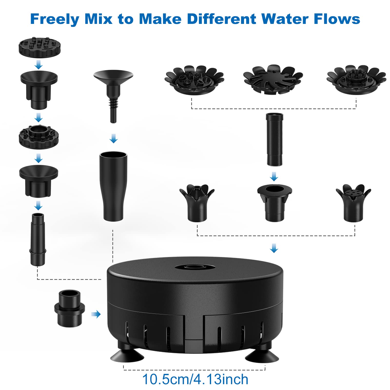 AISITIN 12W Solar Springbrunnen Teichpumpe mit 2M Wasserleitung 21 Fontänenstile für Garten