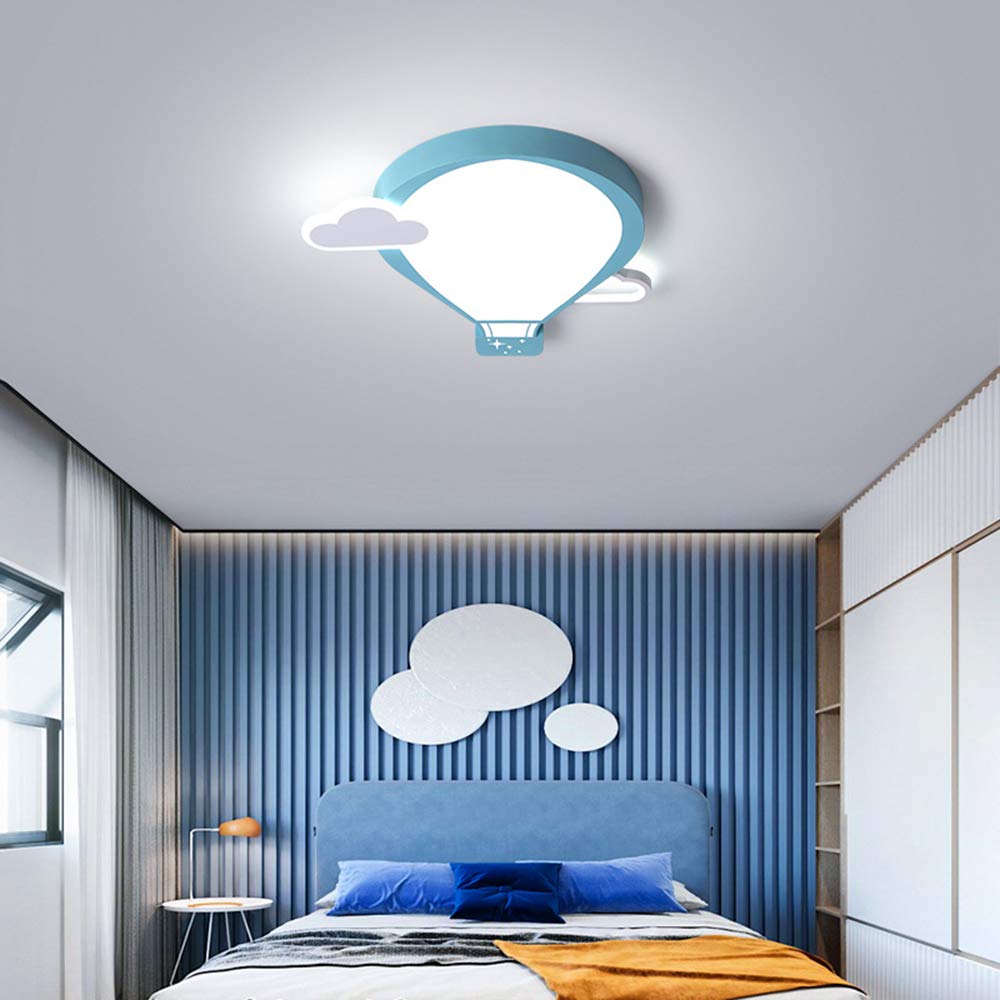 39W Plafón Infantil Lámpara De Techo Regulable LED Iluminación Globo Aerostático Diseño Luces Creatividad Niño Niña Dormitorio Lámparas De Interior Brillo Variable(3000K-6000K) Ø55CM,Blue ø45cm 29w