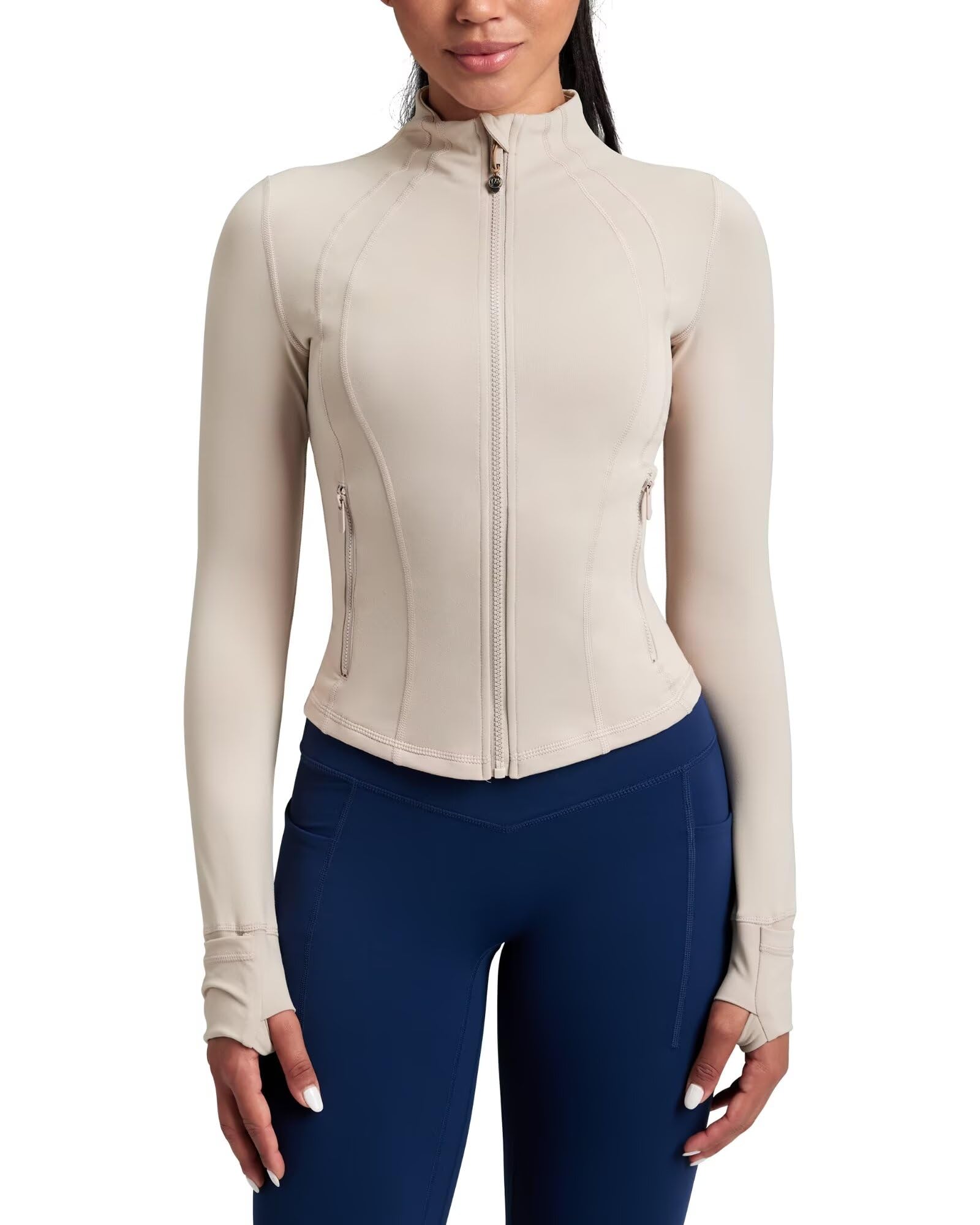 QUEENIEKEButterNatural Running Jackets for Women - Zip Up Athletic Workout Jackets Slim Fit Track Jacket with Mesh Panel