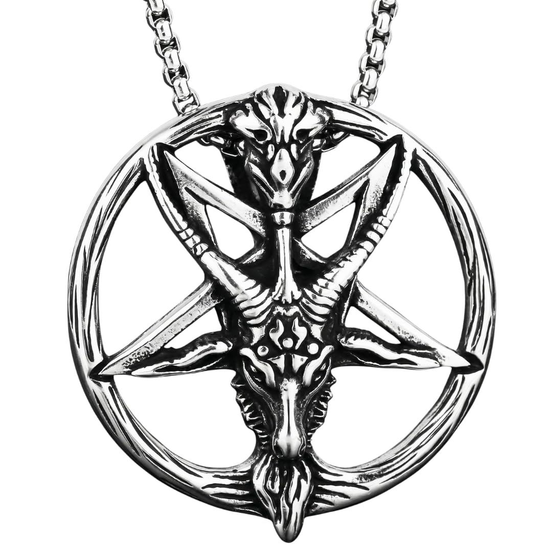 STELLAR GOAT (T) - Pure Titanium Steel Pendant with Stainless Steel 24inch Round Box Chain, European trending Style for Men & Boy-image-9