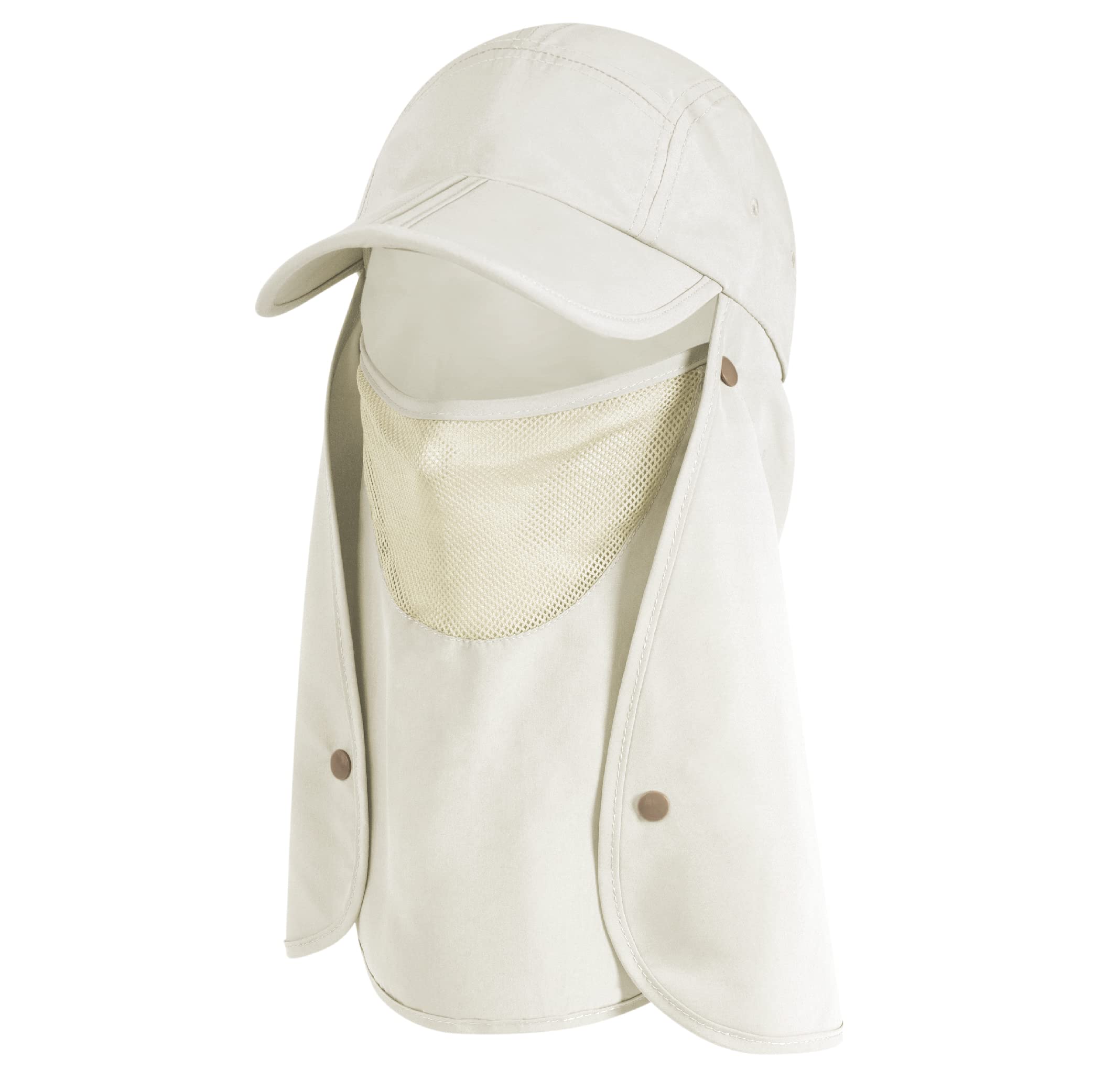 SUN CUBE Fishing Sun Hat with Neck Flap for Men UV Protection Cover Outdoor Bucket Cap with Face Covering for Hiking Running