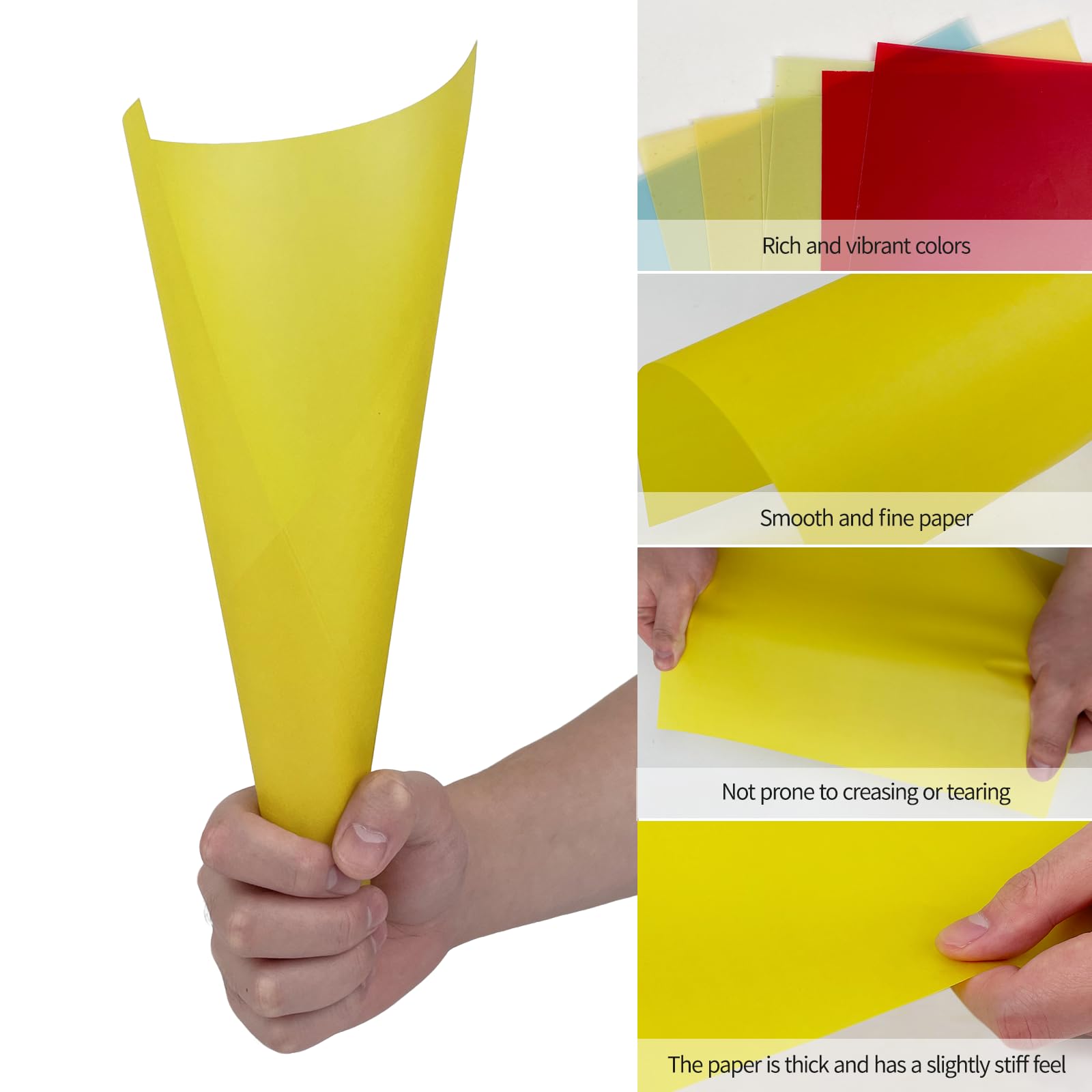 CHALVIOR 24x Papier Calque Couleur A4, 100g/m², 210x297mm, 12 Couleurs différentes, Papier Vitrail de Qualité, Couleurs Vives, pour Travaux Manuels, Lanternes, Impression, Dessins, Loisirs Créatifs
