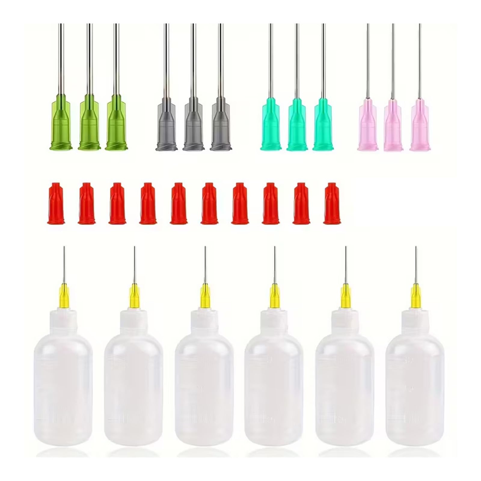 HZBB 34Pcs Graduated Applicator Bottle Liquid Dispenser Bottles Set with Needle Tip for Art Craft Science Experiment ABS+metal Epoxy Bottle Set