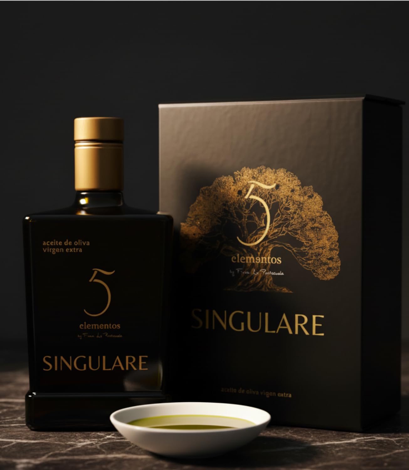5 elementów Singulare - Premium Olej z oliwek z pierwszego tłoczenia 500 ml - Olej Pique Nowa Kampania 24/25 - Kolor Zielony i Intensywny Smak