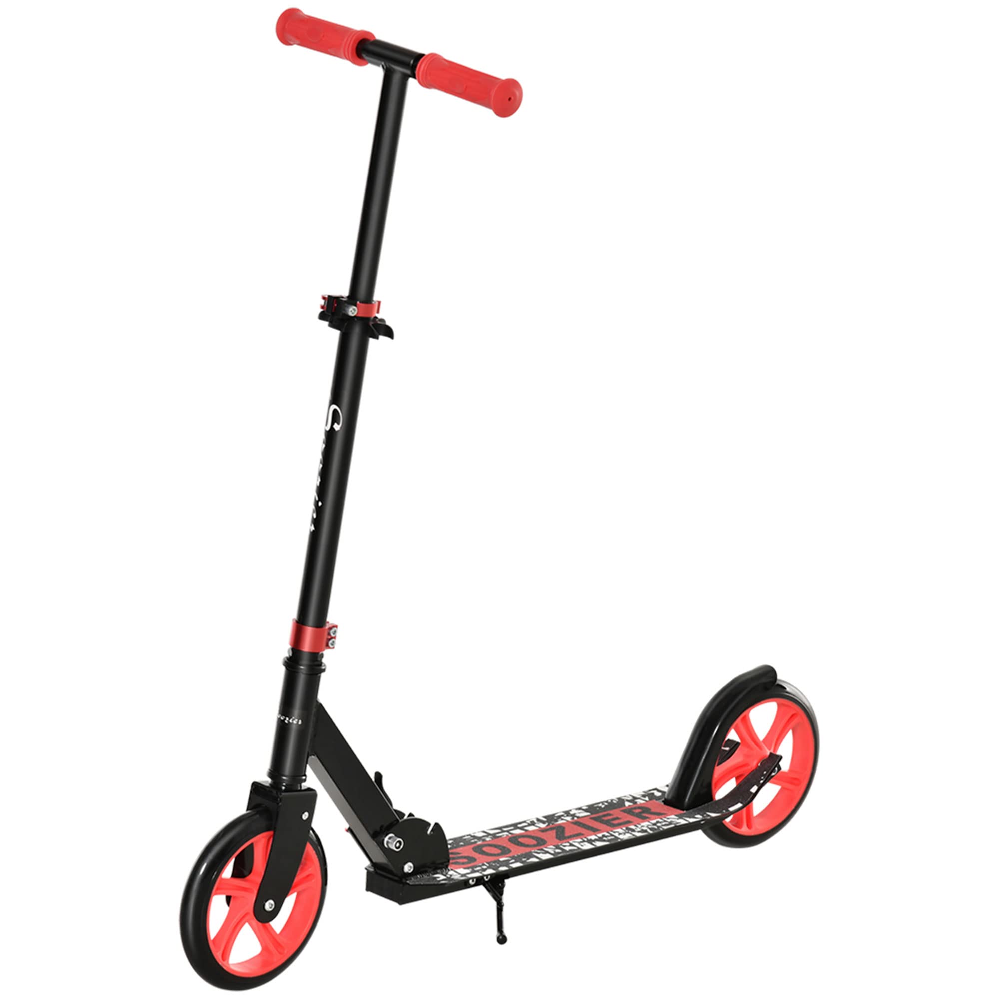 SoozierFolding Kick Scooter for 12 Years and Up for Adults and Teens, Push Scooter with Height Adjustable Handlebar, Big Wheels and Rear Wheel Brake