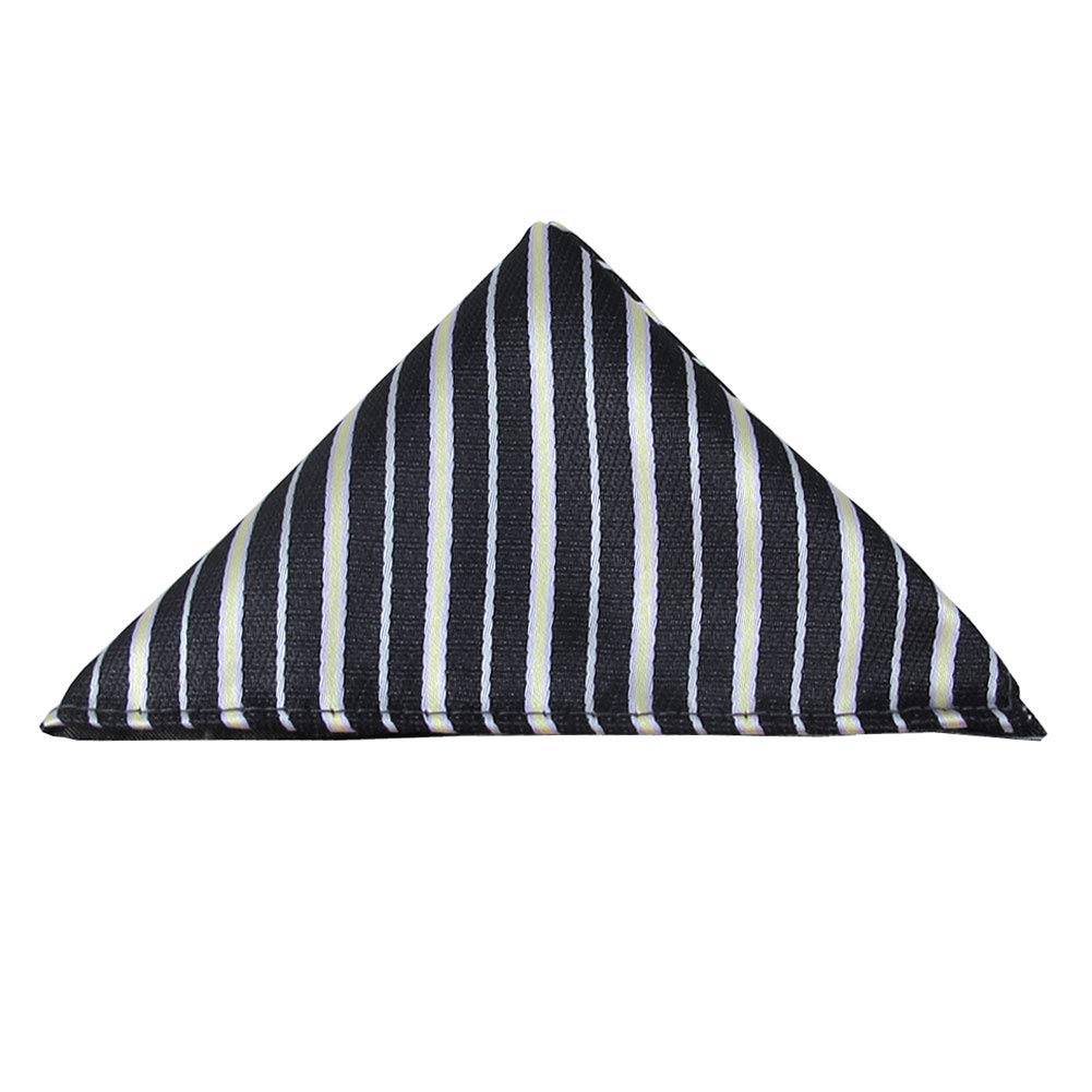 Jacob Alexander Blaze Stripe Pocket Square Handkerchief - Black