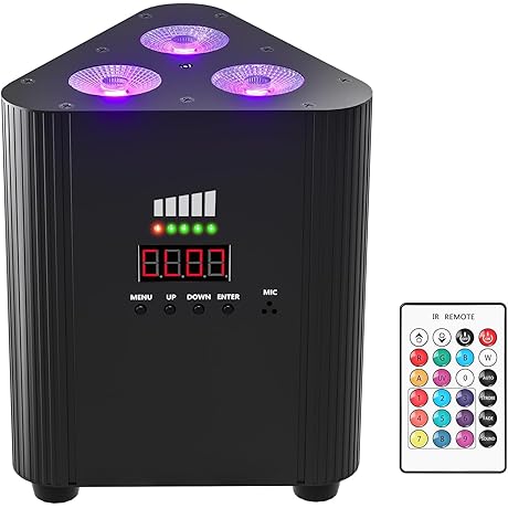 Rechargeable Wireless Par Lights 3X4W LED Uplighting RGBW 4 in 1 Stage Lights Battery Powered