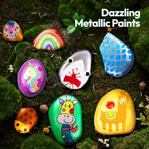 Image of Rock Painting Kit for Kids, Arts and Crafts for Girls & Boys Ages 6-12, DIY Supplies for Painting Rocks, Easter Craft Kits Art Set, Toddler Birthday Christmas Presents, Family Indoor Activity