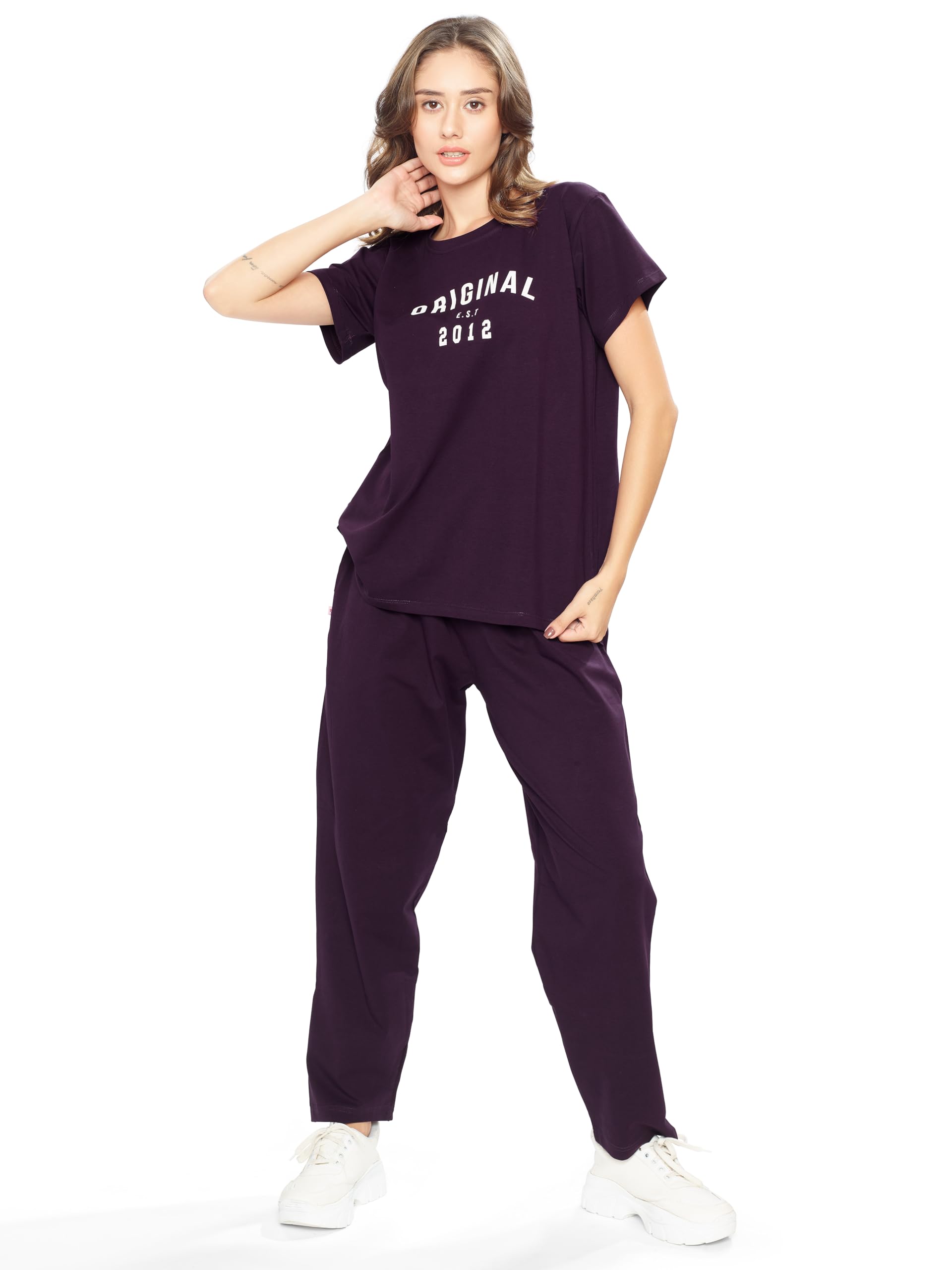 weet Printed Round Neck Half sleeves Co-ord set Tracksuit For Women-picture-43