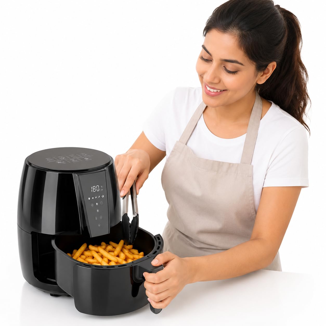 drumstone digital air fryer 4.2l 1500w, large capacity airfryer with digital touch panel, 6 cooking presets, hot air circulation for frying, baking-(𝐒𝐩𝐞𝐜𝐢𝐚𝐥 𝟓 𝐘𝐞𝐚𝐫𝐬 𝐖𝐚𝐫𝐫𝐚𝐧𝐭𝐲)