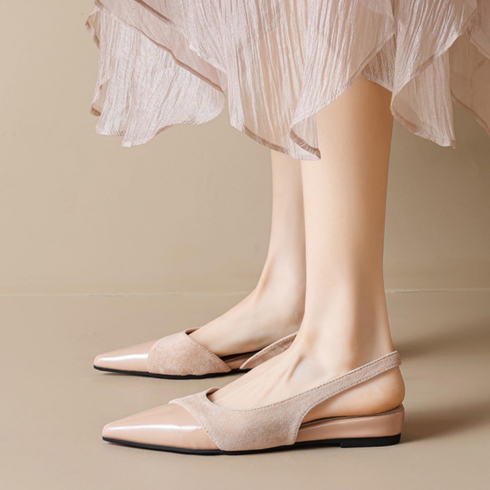Damskie Czółenka Slingback Z Ostrym Noskiem, Niski Obcas, Mary Jane Z Regulowanym Paskiem, Wygodne Buty Eleganckie Na Spotkania Biznesowe, Wesela I Imprezy
