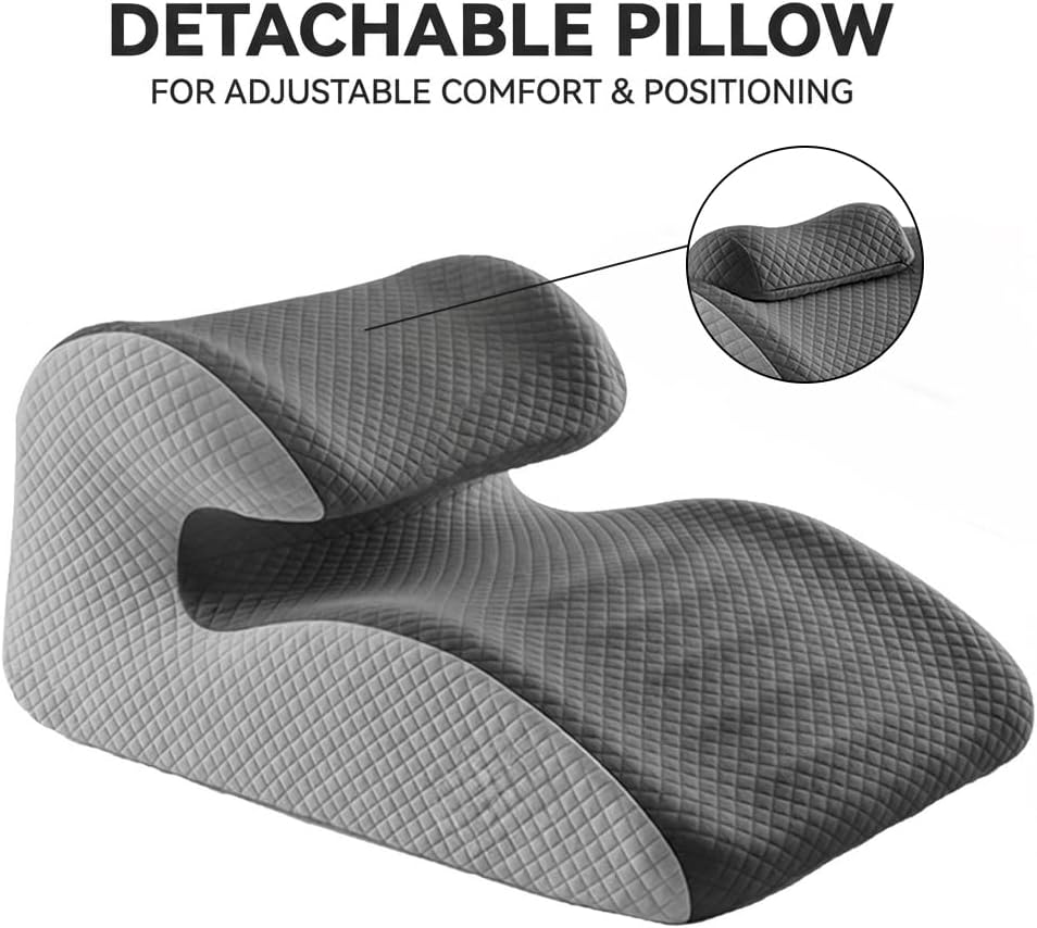 Natural Latex Wedge Pillow, Ergonomic Multi-Position Support for Back Pain Relief, Pregnancy Comfort, Acid Reflux & Side-Lying Relaxation, Removable Cotton Cover-Gray