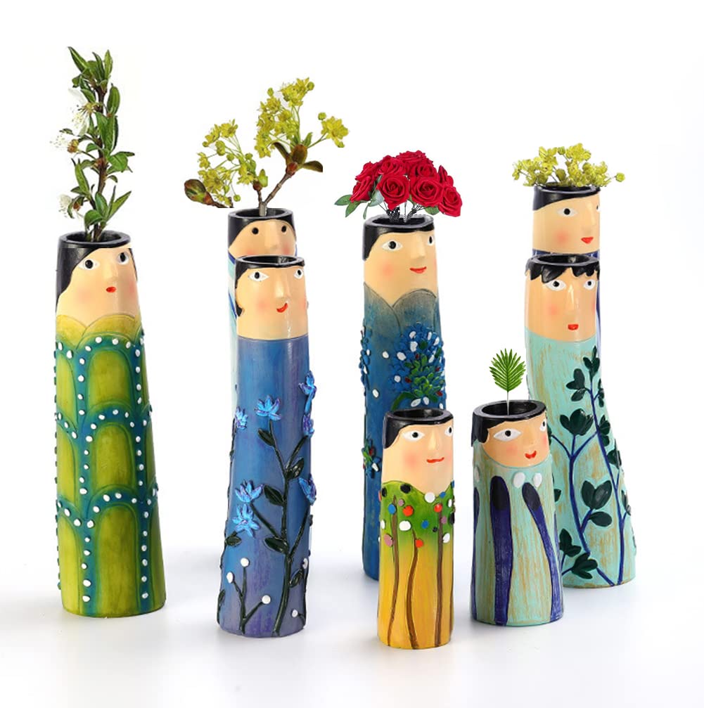 CHICIRIS Vaso In Resina A Forma Di Famiglia Primaverile - Bohémien Per Fiori Finti, Decorazione Scrivania