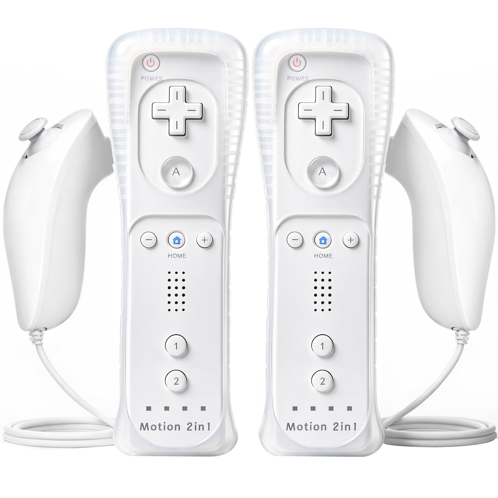 TechKen drahtlose Fernbedienung und Nunchuck,Spiel-Joysticks mit integriertem Motion Plus-Controller für Wii & Wii U 2 Weiß