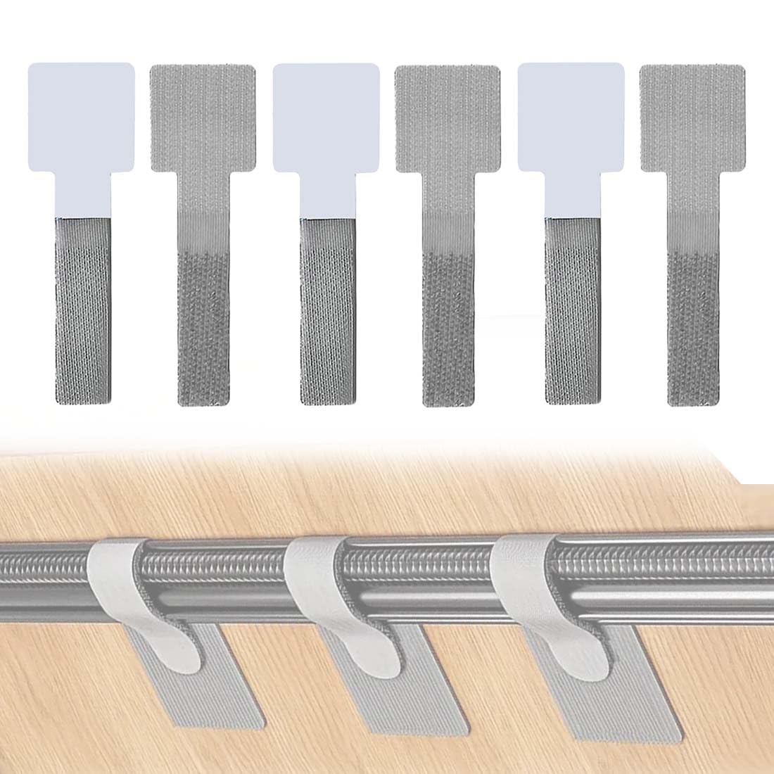 60 Fascette Fermacavi Da Mettere Sotto La Scrivania, Autoadesive, Con Gancio E Anello,Organizer Per Cavi Per Tv, Pc, Laptop, Ethernet,Desktop,Grigio,Piccole,Organizer Cavi Adesivi Resistente.